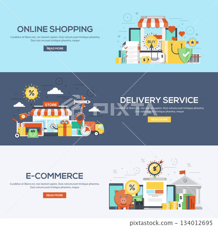 Flat designed banners- Shopping and Commerce Flat designed banners- Shopping and Commerce 134012695