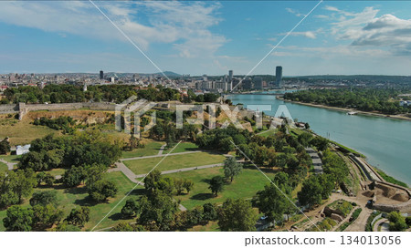 Kalemegdan fort in Belgrade Serbia and Save river Kalemegdan fort in Belgrade Serbia and Save river 134013056