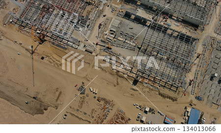 Industrial construction site construction equipment and materials 134013066