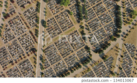 Densely packed cemetery graveyard 134013067
