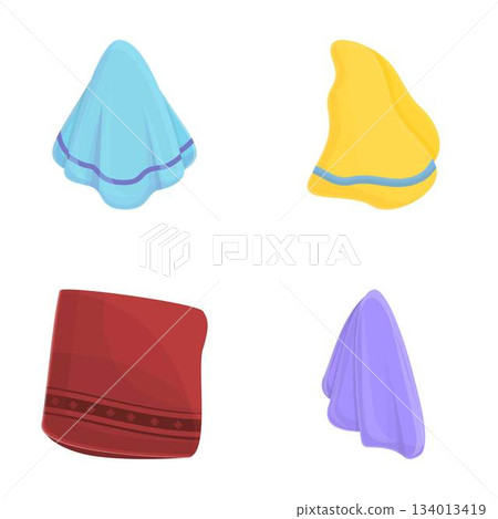 Colorful handkerchief icons set cartoon vector. Various cotton handkerchief 134013419