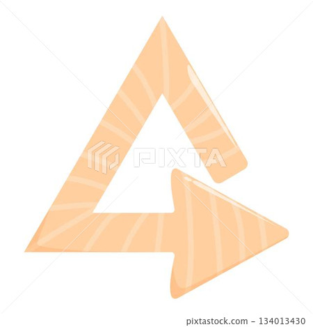 Beige recycling symbol with striped arrow pointing right 134013430
