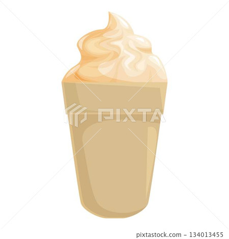 Delicious vanilla ice cream overflowing from paper cup Delicious vanilla ice cream overflowing from paper cup 134013455