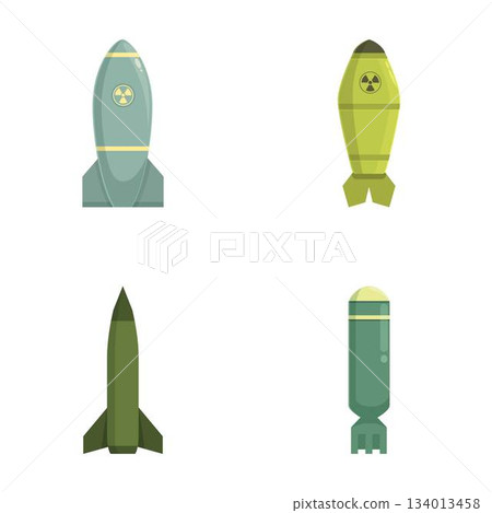 Collection of flat design missiles and bombs icons Collection of flat design missiles and bombs icons 134013458