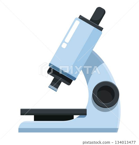Modern laboratory microscope focusing on sample slide, scientific research equipment 134013477