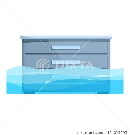 Water is flooding a house with furniture getting damaged 134013505
