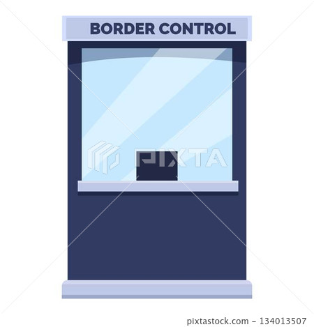 Empty border control booth standing on white background 134013507