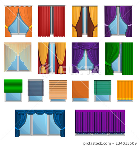 Blind icon set, cartoon style Blind icon set, cartoon style 134013509