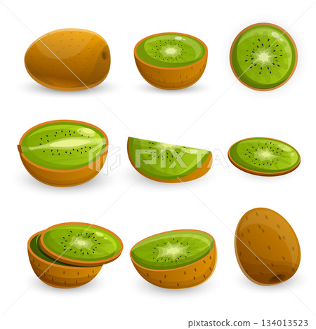 Kiwi icon set, cartoon style 134013523