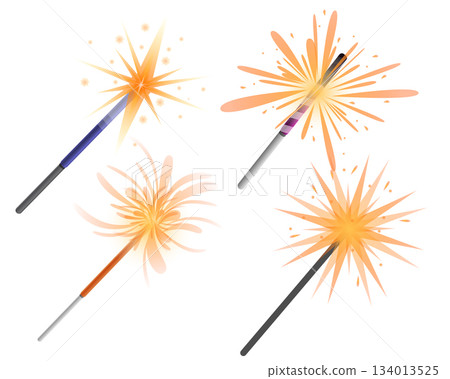 Sparkler icon set, cartoon style Sparkler icon set, cartoon style 134013525