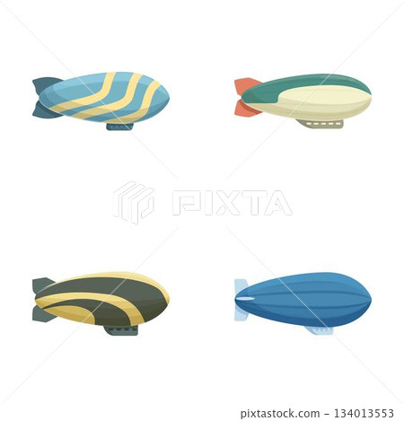 Collection of colorful cartoon airships 134013553