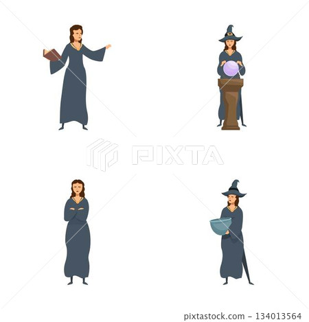 Historical profession illustrations, judge and potter set Historical profession illustrations, judge and potter set 134013564