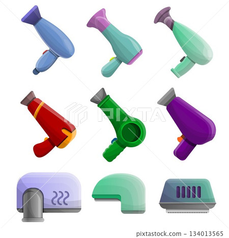 Dryer icon set, cartoon style Dryer icon set, cartoon style 134013565