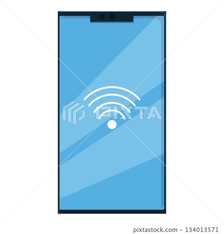 Smartphone showing wifi signal on blue screen 134013571