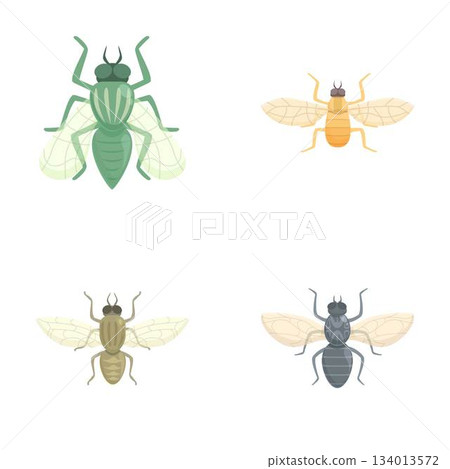 Set of four cartoon insects illustration 134013572