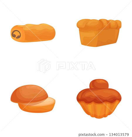 Assorted cartoon bakery treats set 134013579