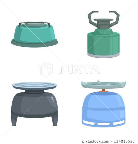 Set of camping stoves flat design icons 134013583