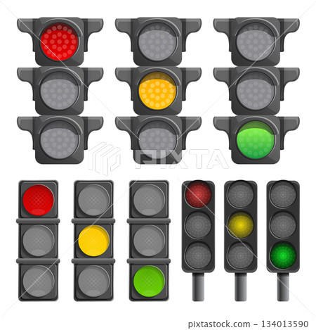 Traffic lights icon set, cartoon style Traffic lights icon set, cartoon style 134013590