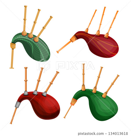 Bagpipes icon set, cartoon style 134013618
