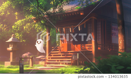 動漫風格的神社裡潛伏著鬼魂 動漫風格的神社裡潛伏著鬼魂 134013635
