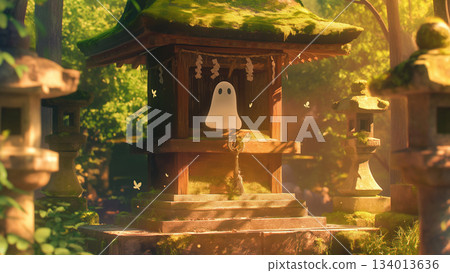 Small ghost in a shrine, anime style 134013636