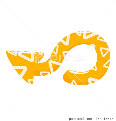 Yellow bending arrow pointing left with triangle pattern 134013657