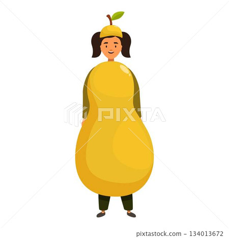 Woman wearing giant pear costume smiling and having fun at festival or carnival event Woman wearing giant pear costume smiling and having fun at festival or carnival event 134013672