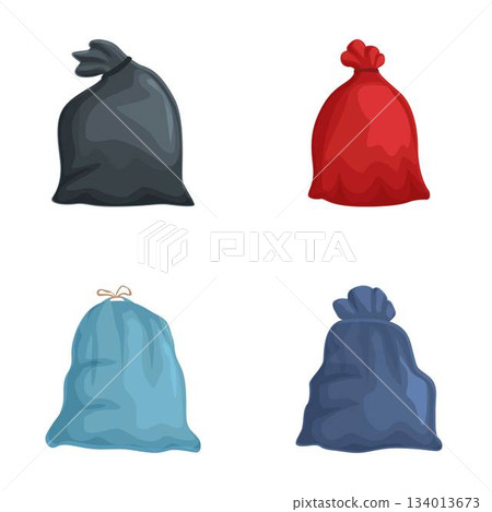 Set of colorful cartoon garbage bags 134013673