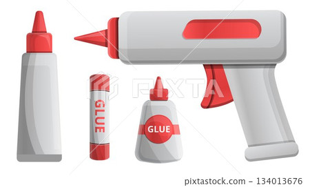 Glue icon set, cartoon style 134013676