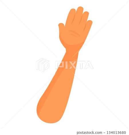 Human arm raising hand showing five fingers gesture 134013680