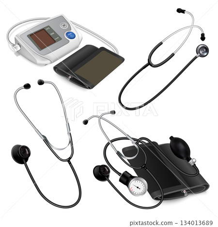 Phonendoscope icon set, realistic style 134013689