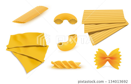 Macaroni pasta icon set, realistic style 134013692