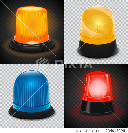 Attention flasher icon set, realistic style 134013696