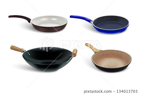 Griddle icon set, realistic style Griddle icon set, realistic style 134013703