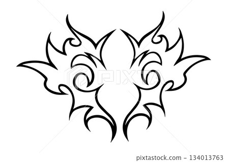 Vector isolated illustration cybersigilism, neo tribal gothic style tattoo. 134013763