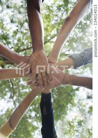 Diverse multiethnic Partners hands together teamwork group of multiracial people meeting join hands togetherness. Diversity people hands join empower partnership teams connection volunteer community Diverse multiethnic Partners hands together teamwork group of multiracial people meeting join hands togetherness. Diversity people hands join empower partnership teams connection volunteer community 134014013