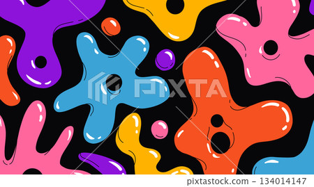 Blob and cloud shapes geometric abstract sticker pack in trendy retro 90s 00s cartoon style.. waves, blob, bubble, funky flower, Groovy elements Vector illustration. Blob and cloud shapes geometric abstract sticker pack in trendy retro 90s 00s cartoon style.. waves, blob, bubble, funky flower, Groovy elements Vector illustration. 134014147