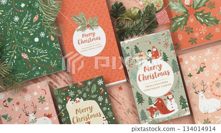 Cute Scandinavian-style Christmas illustration set | Heartwarming winter postcard material Cute Scandinavian-style Christmas illustration set | Heartwarming winter postcard material 134014914