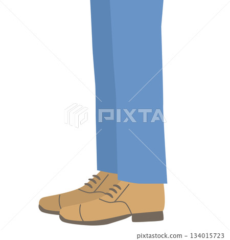 Illustration of a man wearing blue slacks and leather shoes standing still Illustration of a man wearing blue slacks and leather shoes standing still 134015723