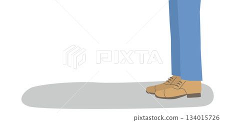 Illustration of a man wearing blue slacks and leather shoes standing still 2 134015726