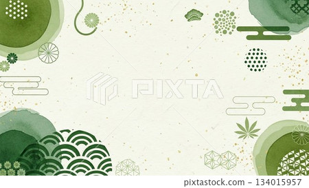 A calm background design with a Japanese pattern motif in pale green. A calm background design with a Japanese pattern motif in pale green. 134015957