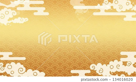 精美的背景設計，以金色日式圖案和雲朵圖案為特色。 134016020