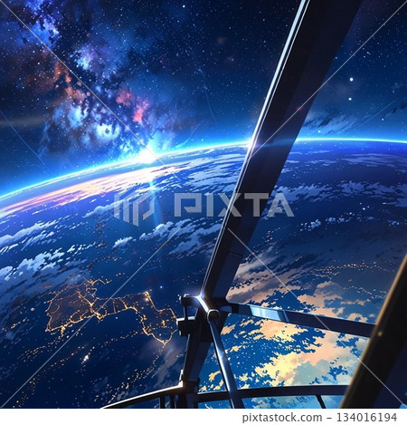 Earth seen from a spaceship 134016194