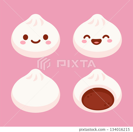 Kawaii dumplings illustration set 134016215