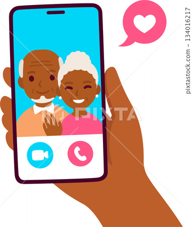 Video call with Black grandparents Video call with Black grandparents 134016217
