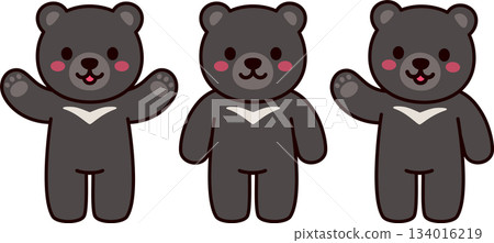 Asian black bear character set 134016219