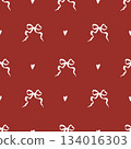 Seamless red girly Valentines Day pattern with ribbon bows and hearts. Vintage bow background for weddings, holidays, and birthdays. Retro vector illustration Seamless red girly Valentines Day pattern with ribbon bows and hearts. Vintage bow background for weddings, holidays, and birthdays. Retro vector illustration 134016303