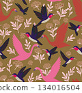 High quality vector Swan and Hummingbird pattern perfect for fabric, packaging, branding, social media, and textile print. Fully scalable and editable 134016504