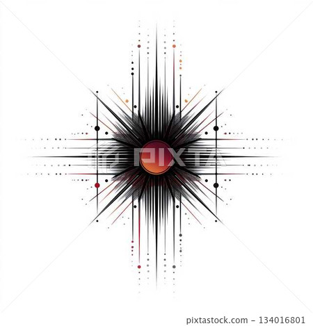 Wall Art Stylized Sun Pattern Design with Simple Lines and Isometric Elements Wall Art Stylized Sun Pattern Design with Simple Lines and Isometric Elements 134016801