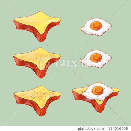 煎蛋吐司、切片麵包、煎蛋 134016906